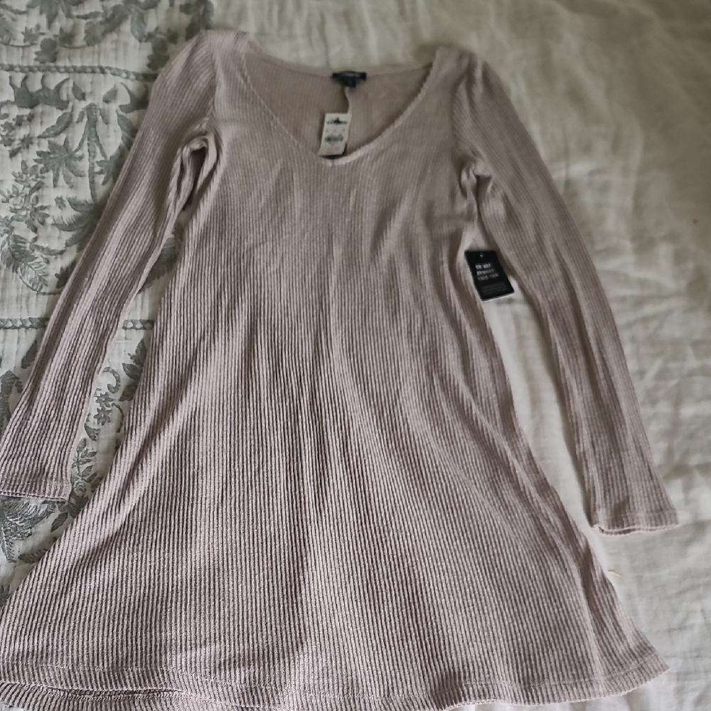 Express Beige Ribbed Knit Dress